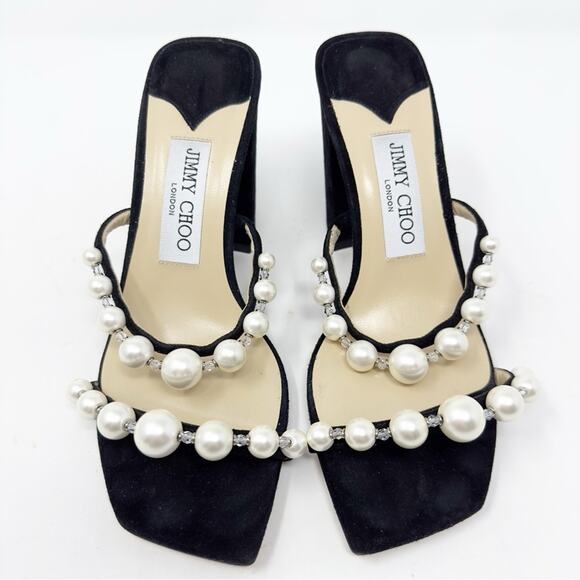 Jimmy Choo Amara 85 Embellished Block Heel Slide Sandals - Picture 13 of 16